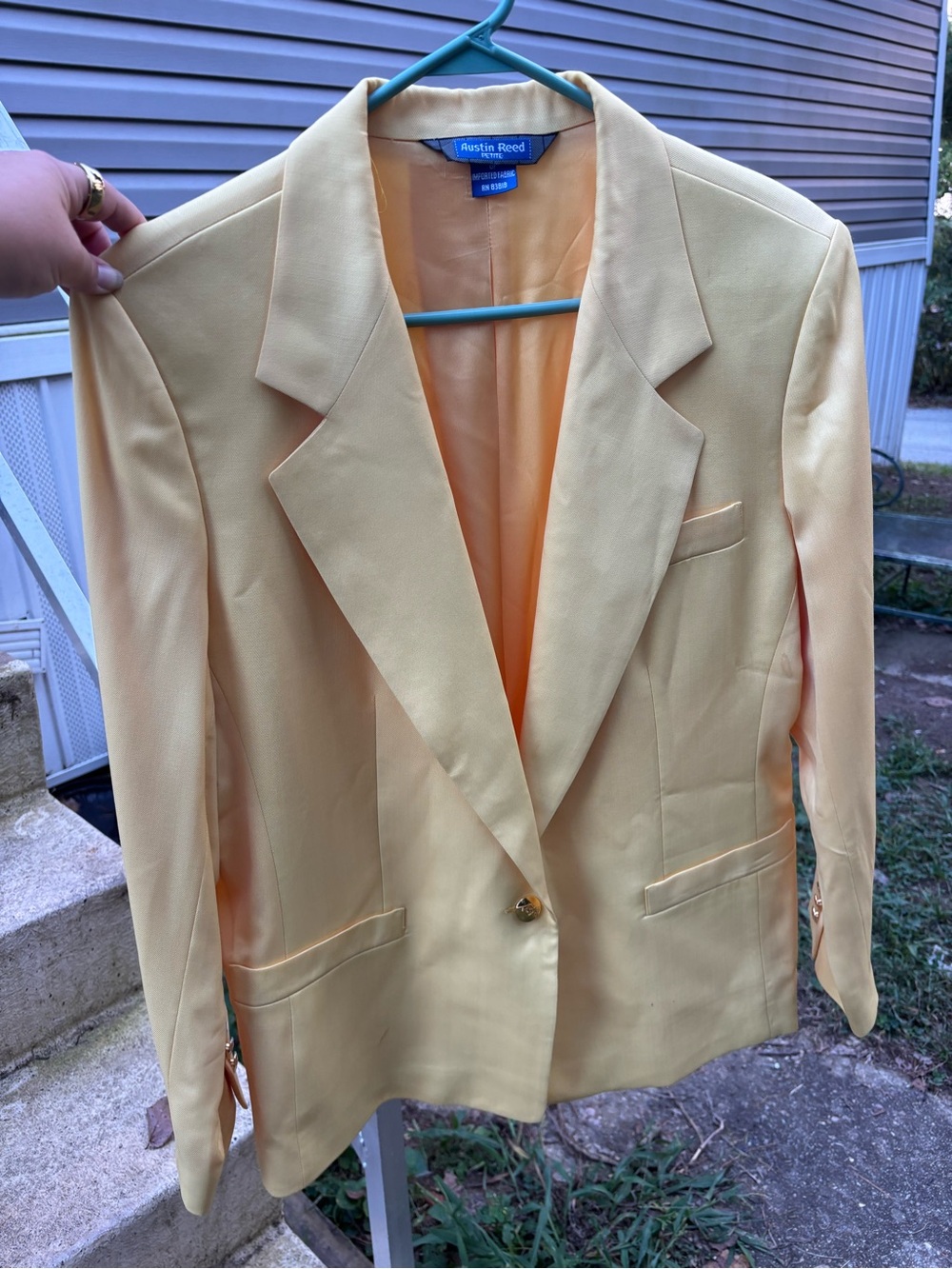 Vintage Austin Reed Light Yellow Worsted Wool Single-Button Blazer
